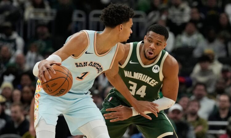 Victor Wembanyama, Giannis Antetokounmpo, NBA, San Antonio Spurs, Milwaukee Bucks